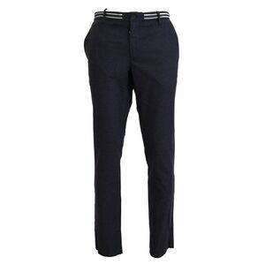 Domenico Tagliente Black Polyester Tapered Dress Men's Pants